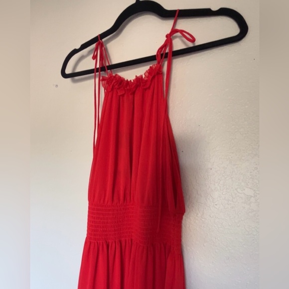 NWT Banana Republic Red Ruffle Georgette Tiered Halter Maxi Dress SIZE S - Picture 9 of 14